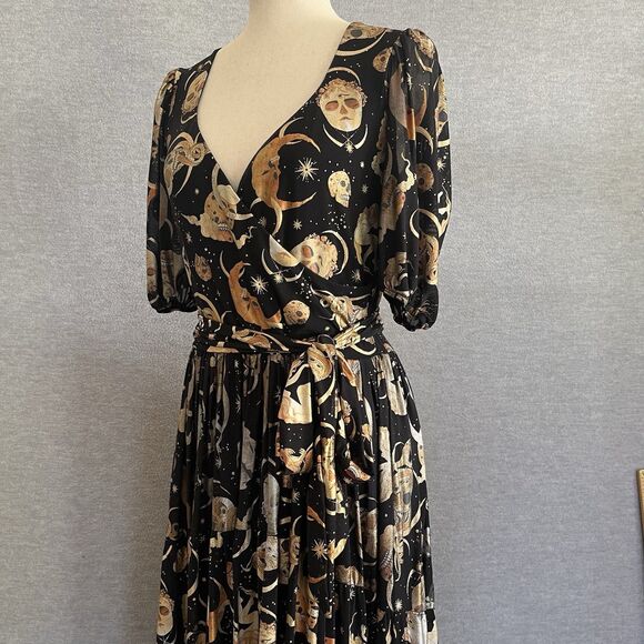 Black Milk Octobers Moon Maxi Dress Size L Whimsigoth Celestial Witchy Astrology - Picture 4 of 14